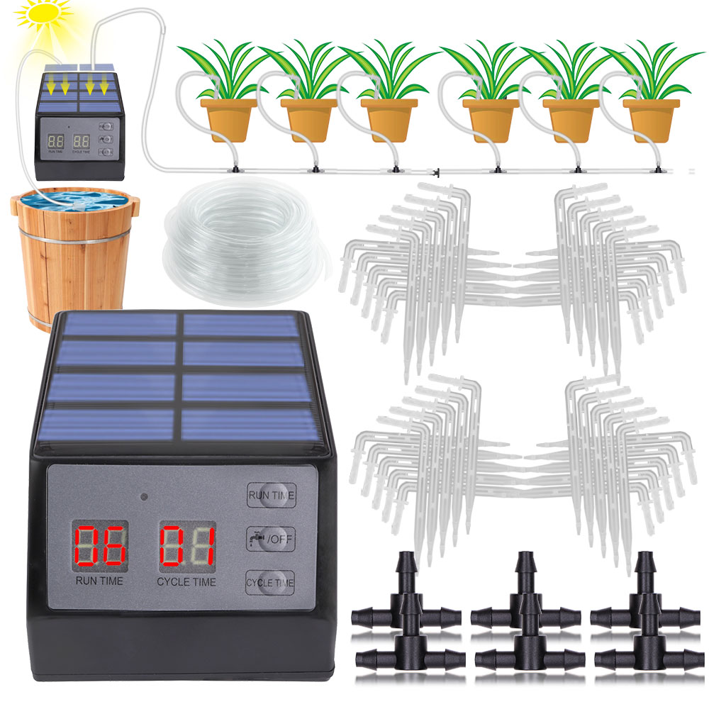 Solar Drip Irrigation Kit Garden - Solar Power Timer Automatic Drip Irrigation